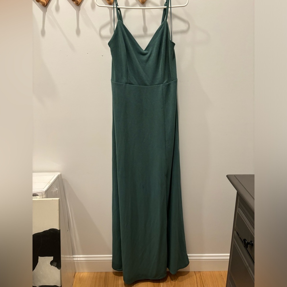 Birdy grey “Jay” crepe maxi dress in seaglass color